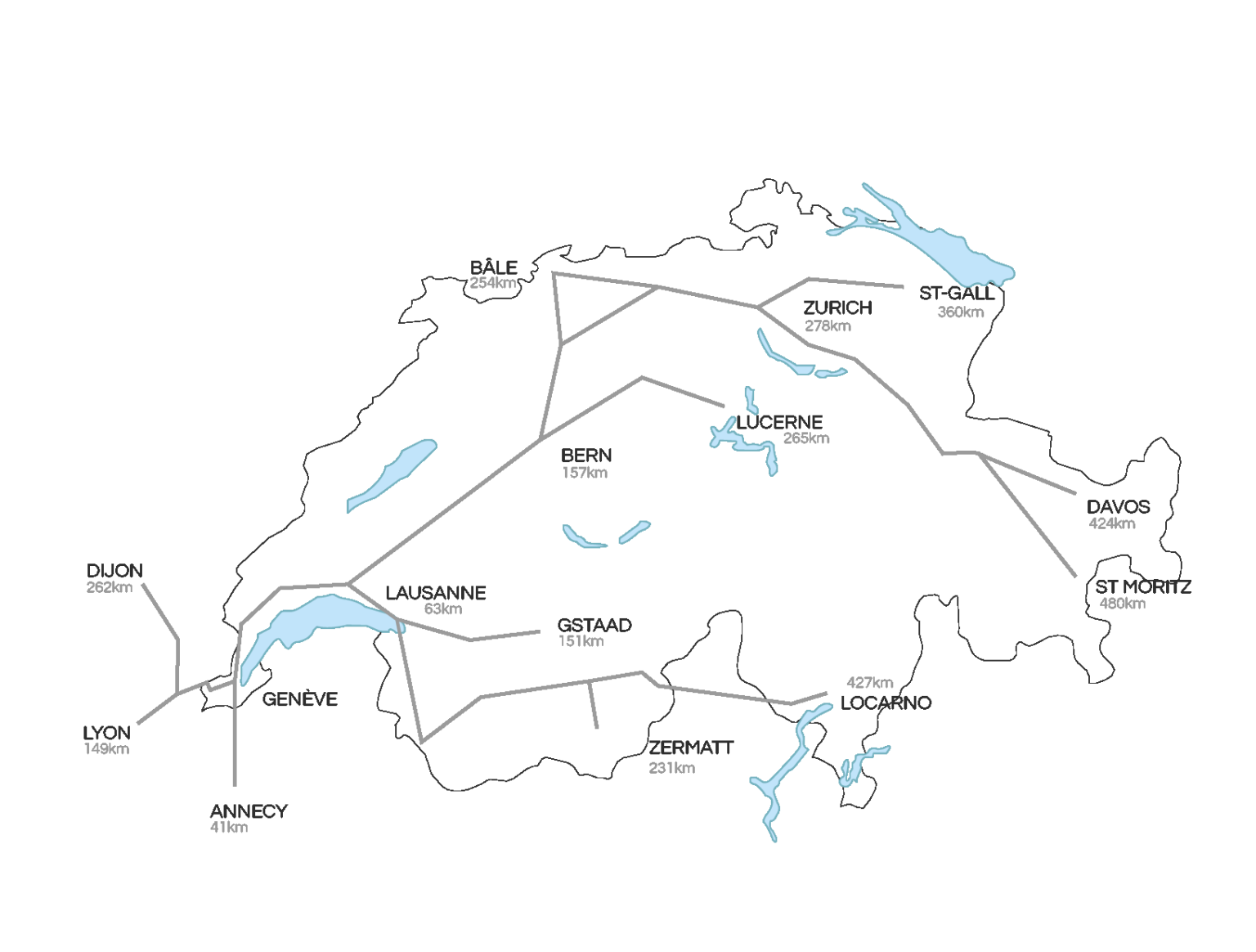 Carte routière en direction de la Suisse Hôtel D Genève · Hôtel 4* Genève Centre